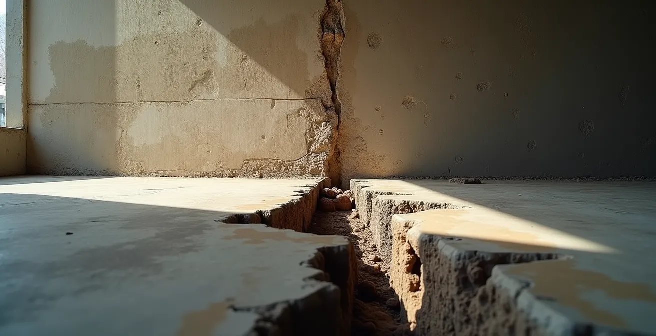 Comparaison côte à côte d'une fondation endommagée et d'une fondation stable