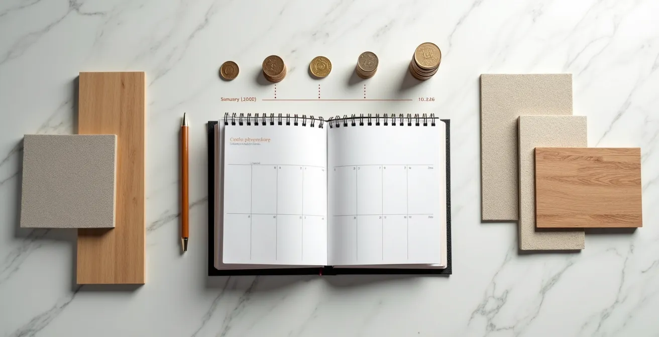 Calendrier visuel d'échelonnement des paiements de travaux de rénovation