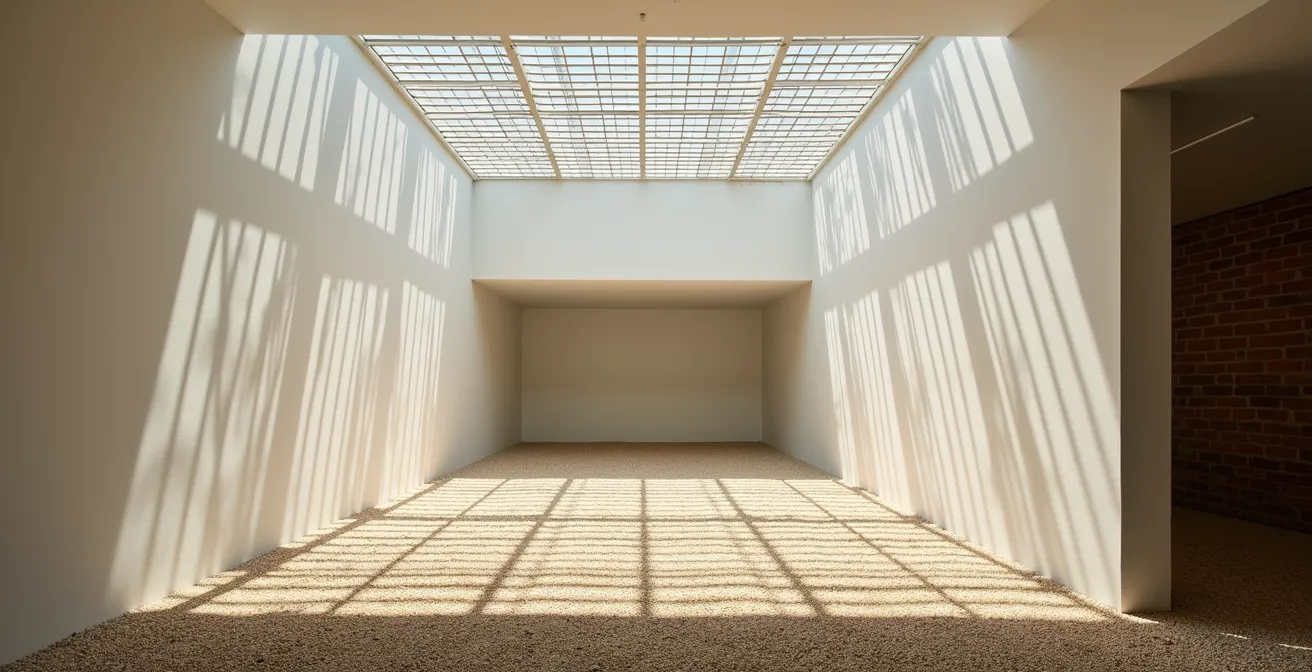 Cour anglaise moderne avec puits de lumière intégré dans un aménagement de sous-sol