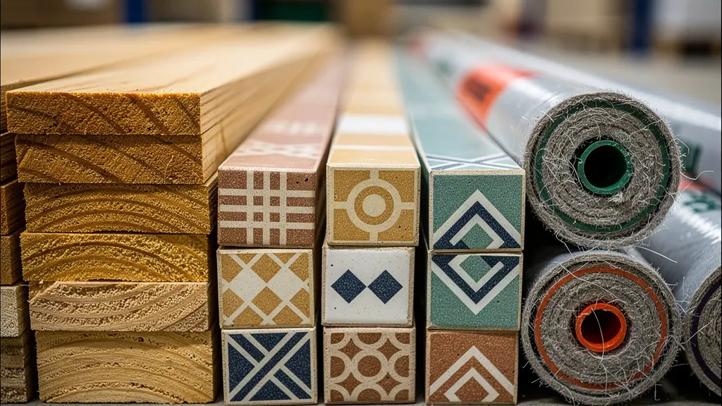 Espace de stockage organisé avec matériaux de construction étiquetés pour deux chantiers différents