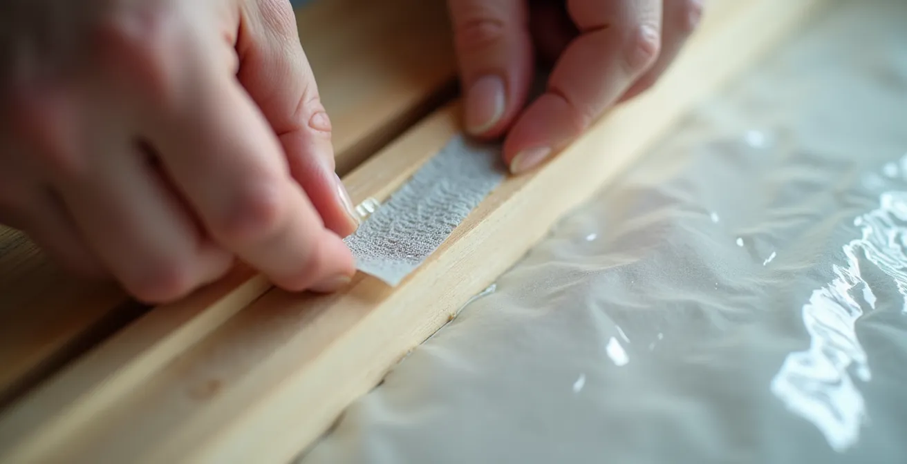 Installation d'une membrane pare-vapeur hygrovariable sur ossature bois avec détail de fixation